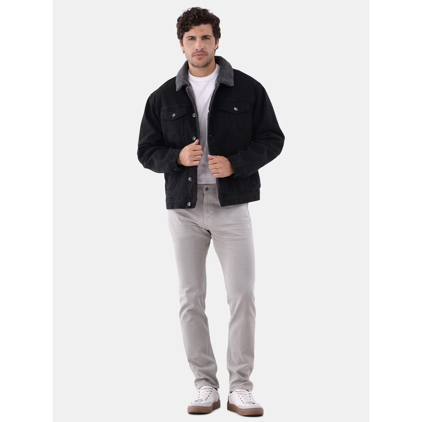 George Men's Sherpa Trucker Jacket Black